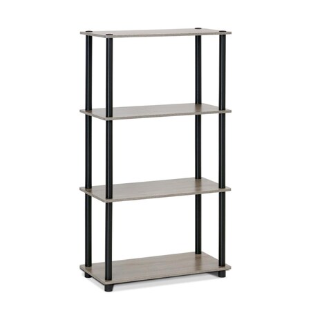 Furinno 99557GYW-BK Turn-N-Tube 4-Tier Multipurpose Shelf Display Rack, French Oak Grey & Black 99557GYW/BK